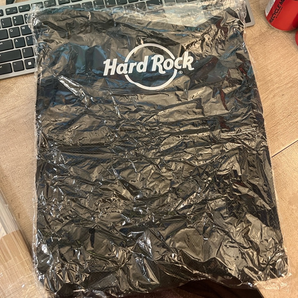 Hard Rock Cafe Black Mesh Drawstring Bag